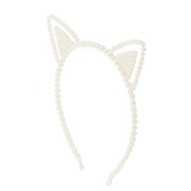 Motique Accessories Girls White Faux Pearl Headband, Dressup Hairbands (Cat Ears, One Size)