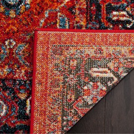 SAFAVIEH Vintage Hamadan Collection Area Rug - 6'7" x 9', Orange & Navy, Oriental Traditional Persian Design, Non-Shedding & Easy Care, Ideal for High Traffic Areas in Living Room, Bedroom (VTH220C)