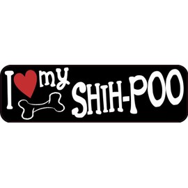 StickerTalk I Love My Shih-Poo Vinyl Sticker, 10 inches by 3 inches