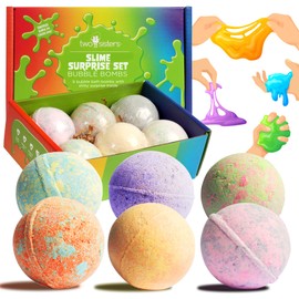 Two Sisters Bubble Bombs for Kids with Surprise Bath Slime Inside (6 Pack) - Colorful Sensory Toys Inside for Boys & Girls ?C Fizzes, Foams & Bubbles, Fruity Scents, Made in USA by Two Sisters