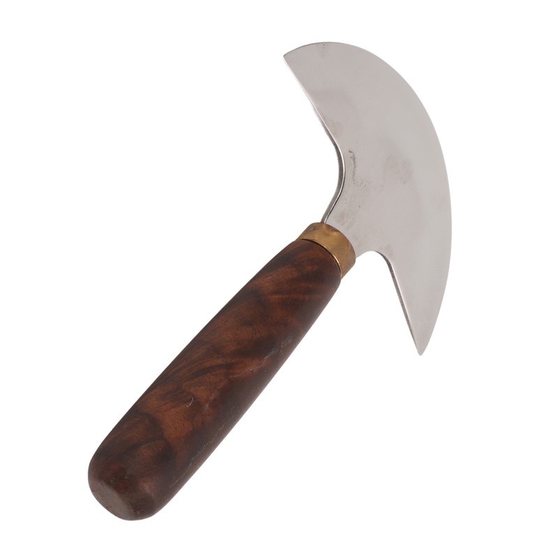 Leather Round Head Knife Walnut Wooden Handle Large Double Sided