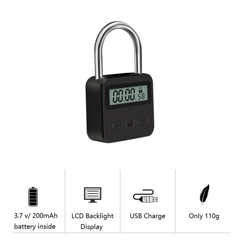 Enajucy Metal Timer Lock - Electronic Time Padlock with LCD