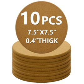 10Pcs Round Cork Trivets, 7.5 Inches Heat Cork Trivets for Hot Dishes, Pots and Pans, Plant Trivet, Hot Pads for Table & Countertop (10)