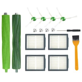 HOQIQEWR Piezas de repuesto compatibles con iRobot Roomba i7 i7+ i2 i3 i3+ i4 i4+ i6 i6+ i8 i8+/Plus j7 j7+ E5 E6 E7, 2 cepillos de goma, 4 filtros HEPA, 4 cepillos laterales, 1 destornillador, 1 cepillo de limpieza.