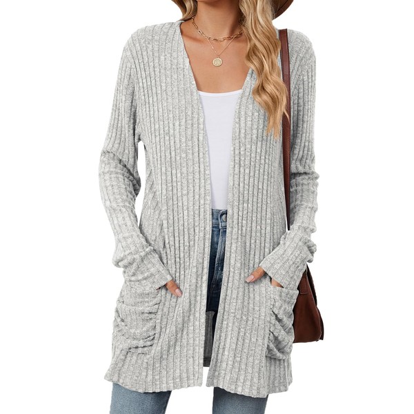 Famulily Ladies Open Front Comfy Sweater Cardigans Soft Knitted Long