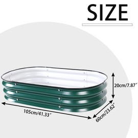 BAOYOUNI Metal Planter Box Oval Raised Garden Bed Kit Outdoor Patio DIY Galvanized Grow Boxes Bottomless 7.87'' Tall for Vegetable Herb Flower Fruit - Dark Green, 41.33'' X 23.62'' X 7.87''