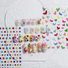 Dedyel Candy Bear 5D Embossed Nail Art Stickers, Waterproof Vinyl Decals for Nail Decoration(4 Sheets)