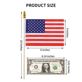 Zoblise Small American Flags on Stick: 1000 Pcs 4x6 Inches Small US Flags Bulk Wooden Stick Handheld, Mini American Flags for Outside, Presidents Day, Veterans Day Patriotic Decoration
