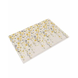 Bath Mat Yellow Gray Floral Soft Microfiber Shaggy Bathroom Rugs Floor Mats Spring Flowers Retro Washable Bath Rug for Bathroom Plush Rugs for Shower16 x24