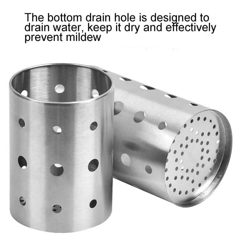 Kitchen Stainless Steel Utensil Holder Chopsticks Perforated Drying Storage Basket