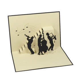Favour Pop Up® - 3D Greetings Card - A delicate work of art that surprises when opened with a lovingly designed jazz band. TB050