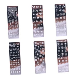TEHAUX 6pcs Nail Stamping Plates Floral Butterfly Patterns Press Nails Manicure Stamping Art Decor