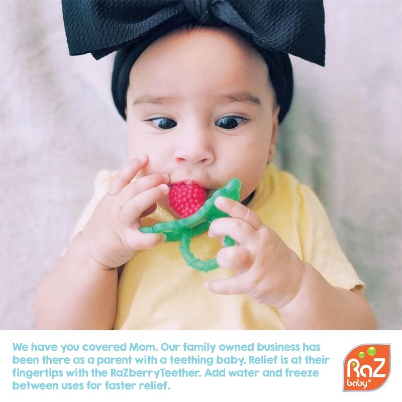 RaZbaby RaZberry Silicone Teether Pacifier – Teething Relief for Infants,