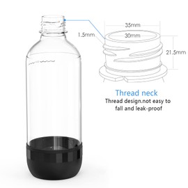 pinci Soda Bottle, Suitable for Carbonated Water and Sparkling Water, BPA Free, Reusable and Filled Food Grade PET Plastic Made Soda Water Bottle (2*Black, 1 Liter)