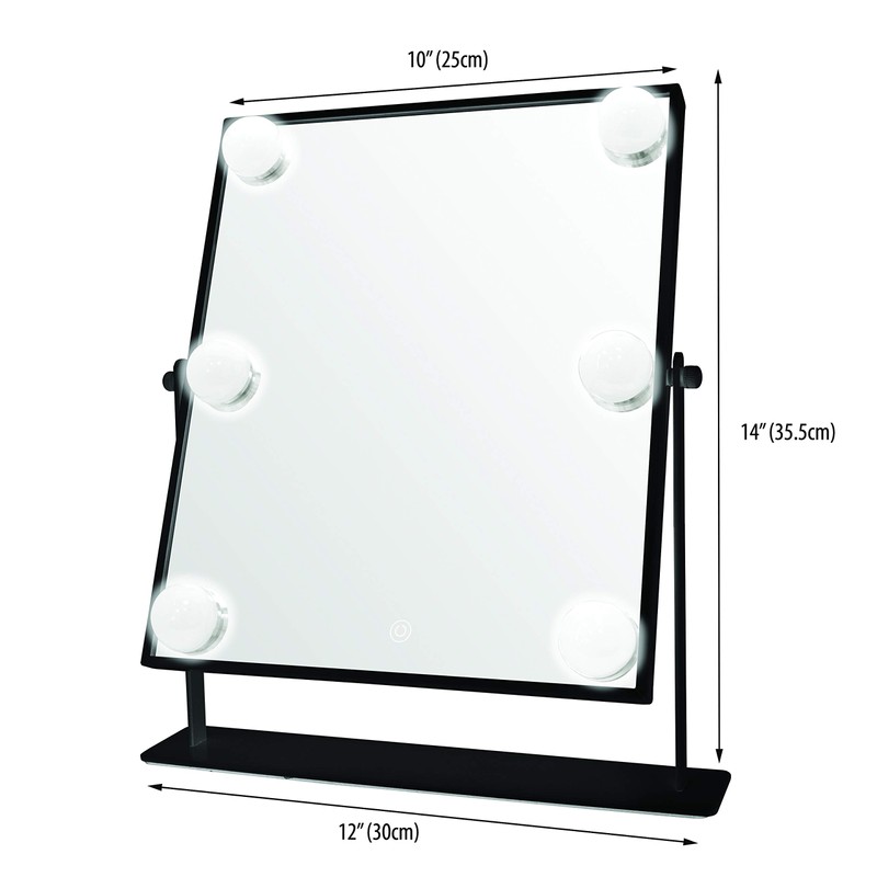 Danielle LED Hollywood Mirror- 6 Super Bright LEDs, Black