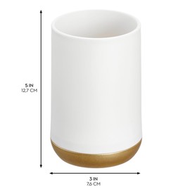iDesign 3 Divided Sections for Bathroom or Vanity-Matte White/Gold Toothbrush Holder
