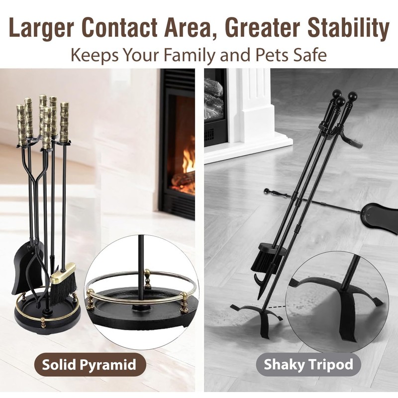 AMAGABELI GARDEN & HOME Fireplace Tools Set 5 Pcs Wrought
