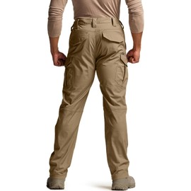 CQR Men's Flex Stretch Tactical Pants, Water Resistant Ripstop Cargo Pants, Lightweight EDC Outdoor Work Hiking Pants, Tac-Stretch Cargo Cougar, 36W x 34L