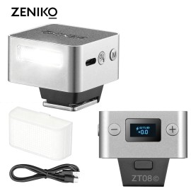 Local Stock Zeniko XF04 ZF08 Mini Camera Flash Light Rechargeable On-camera Pocket Flash Light for Ricoh GR3 Fuji XM5 Sony ZVE10color: ZF04 Silver