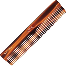 KYVU Handmade Cellulose Acetate Comb T12, 16.6 cm, FINE & COARSE Teeth, Tortoiseshell Colour, Hair Styling for Men & Women