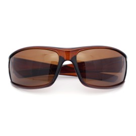 Mens Polarized Biker Wrap Around Plastic Rectangle Sport Sunglasses (brown)