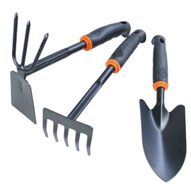 Garden Tool Set, 3-Piece Rustproof Garden Set Tool Set, Garden Shovel Small Garden Tools Set, Rustproof Garden Set Tool Set, Consisting of Double Hoe, Hand Rake, Garden Shovel