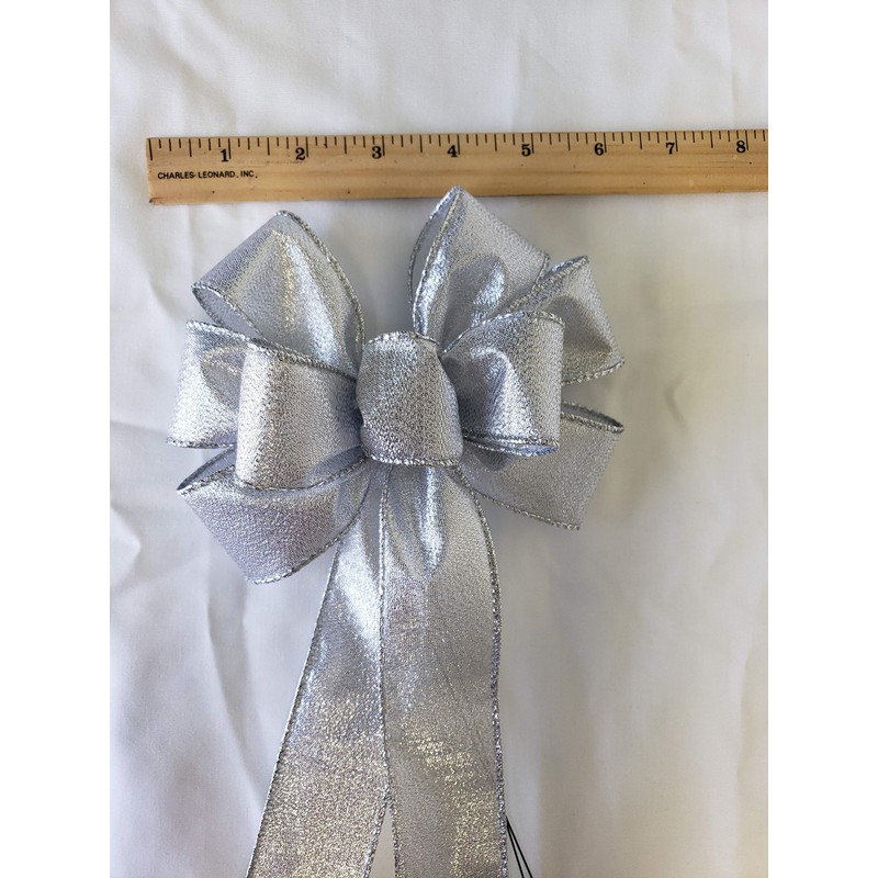 Small 5-6" Metallic Silver Wired Bow