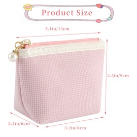 Teircno Teircno Preppy Corduroy Period Bag for Women, Cute Sanitary Napkin Storage Bag Portable Period Pouch with Pearl Zipper, Sanitary Pads Bag Tampons Holder for Purse, First Period