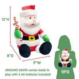 Cuddle Barn - Jingling Santa | Singing Santa Claus Christmas Plush Toy Shakes Bells, Sings and Bops to Xmas Carol Jingle Bell Rock | Cute and Funny or Decor | Great for All Ages - 12"