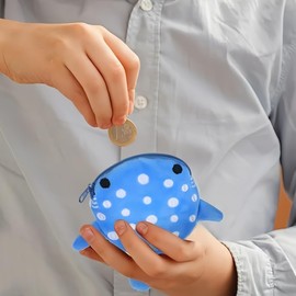 ZEPIQOR 4 Pieces Shark Coin Purse Mini Sweet Purses Small Cartoon Coin Bag Funny Zipper Cosmetic Bag Headphone Purse Small Items Bags for Women Shark Purse