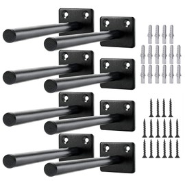 Soporte para Estante Oculto, 8 Piezas Ménsulas para Repisas Negras, Soportes para Repisas Flotantes con Tornillos para Dormitorio, Baño, Sala, Oficina