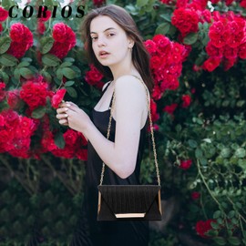CORIOS Women's Envelope Evening Bag Sequin Clutch Bag Shiny Wedding Bridal Purse Elegant Shoulder Bag Chain Shoulder Bag Glitter Handbag for Banquet Party Wedding Prom, black, Retro