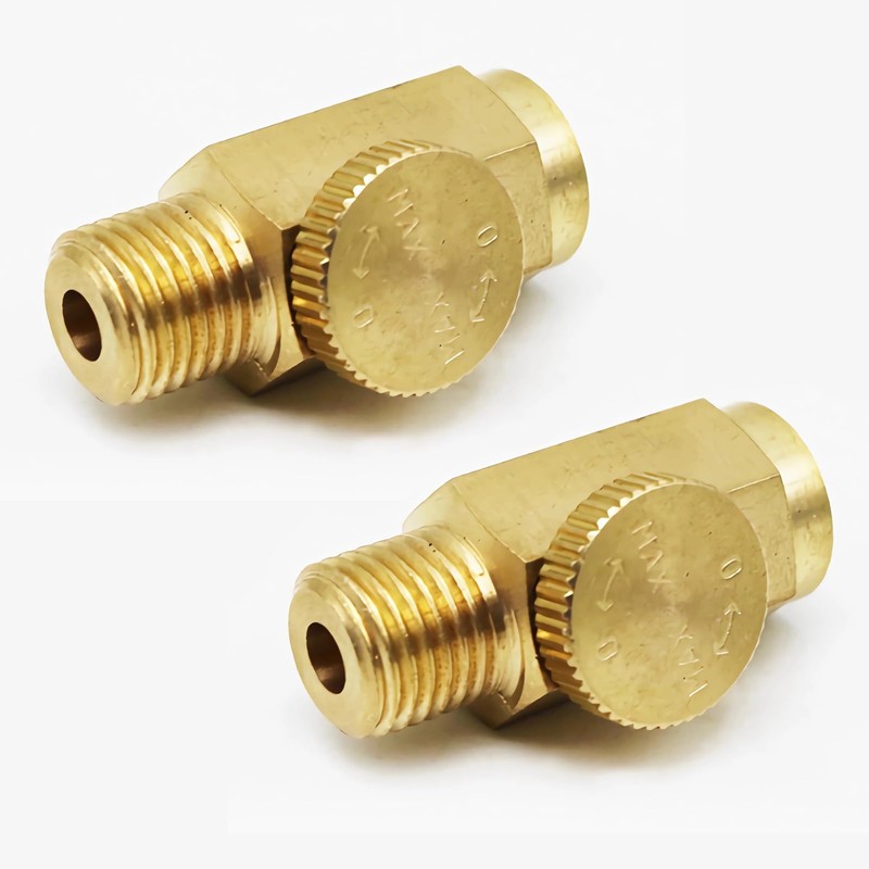 2pcs Brass In-Line Air Flow Regulator Adjustable 1/4" NPT Male