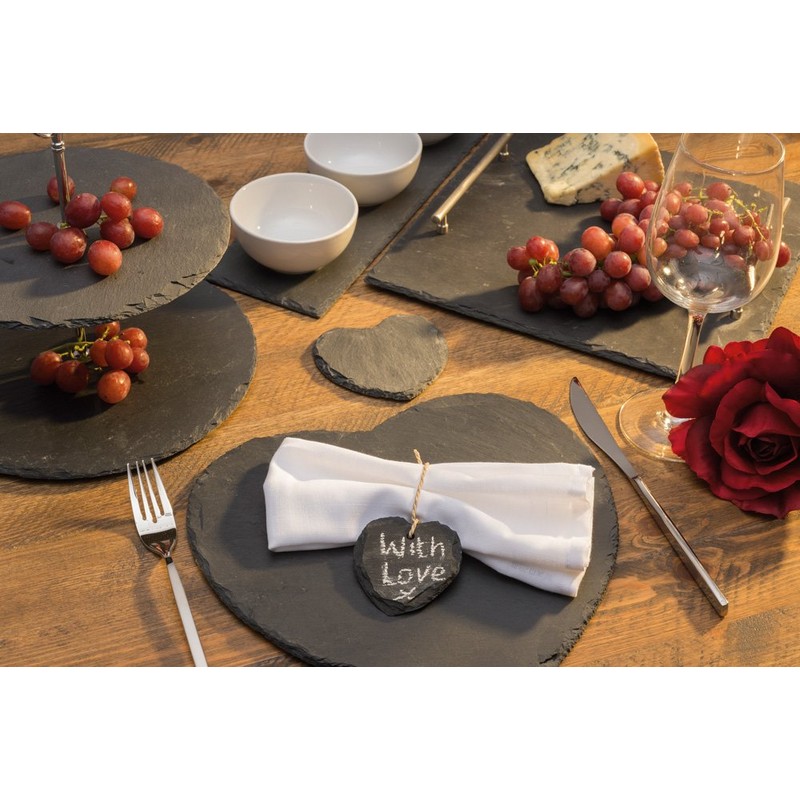 Artesà Heart-Shaped Slate Serving Platter, Hand-Finished Serveware Centrepiece - 25