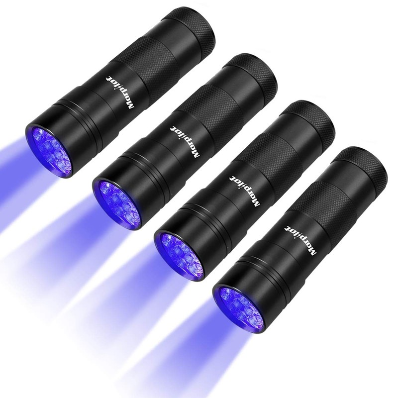 morpilot Black Light, UV Blacklight Flashlights 4 PCS 12 LEDs