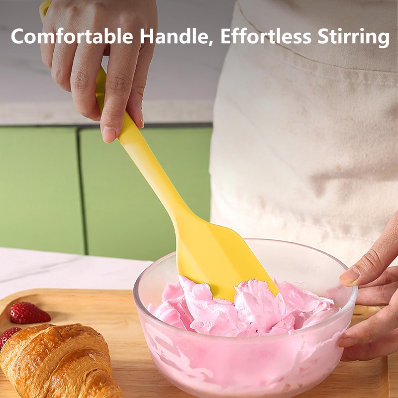 Yellow Rubber Spatula for Kitchen Use, 10.8In Silicone Spatulas for