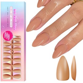 SXVME Gel Nail Tips Medium Almond Press on Nails Soft Gel Nails Tips 300Pcs Pre Colored Natrual Brown Tips Press ons Soak Off Acrylic Fake Nails Extensions DIY