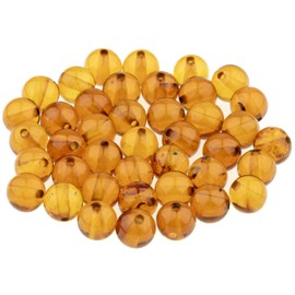 Amber Round Beads - Polished and Raw 100% Natural Baltic Resin Stone 5mm Loose with Hole Punch for Crafts Multiple Colours - Amber Culture