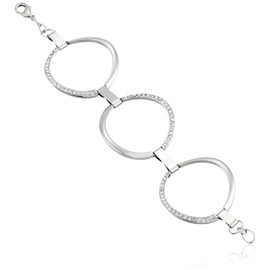 GUESS "Basic" Silver and Crystal Circle Link Bracelet
