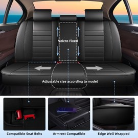 RAWAKORW Car Seat Covers Fit for Nissan Frontier 2009-2024 2025 Full Set Faux Leather Automotive Seat Covers Waterproof Car Seat Cushion Protector Compatible with Airbag(5 Seats, Black)