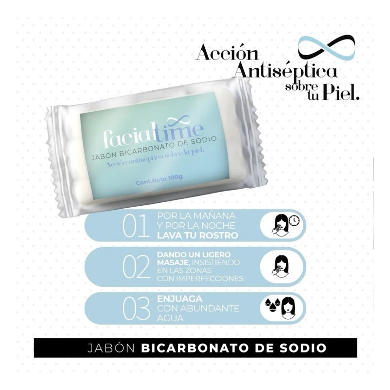 Barra Jabón Bicarbonato 100g Facial Time Limpieza Intensa