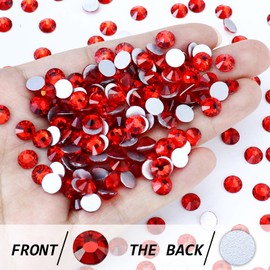 Briskbloom 1440PCS SS20 Crystal Glass Flatback Rhinestones, Round Flat Back Crystal Gems for Nail Art and Craft Clothes, Glue Fix Diamond Stones LT.Siam/Light Red (4.6-4.8mm)