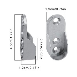 Tadipri OVA Wardrobe Rail Holder Metal Pack of 4 - Wardrobe Rail Holder for Oval Rod Nickel-Plated Steel Wardrobe Rail - Hanger for Wall Mounting