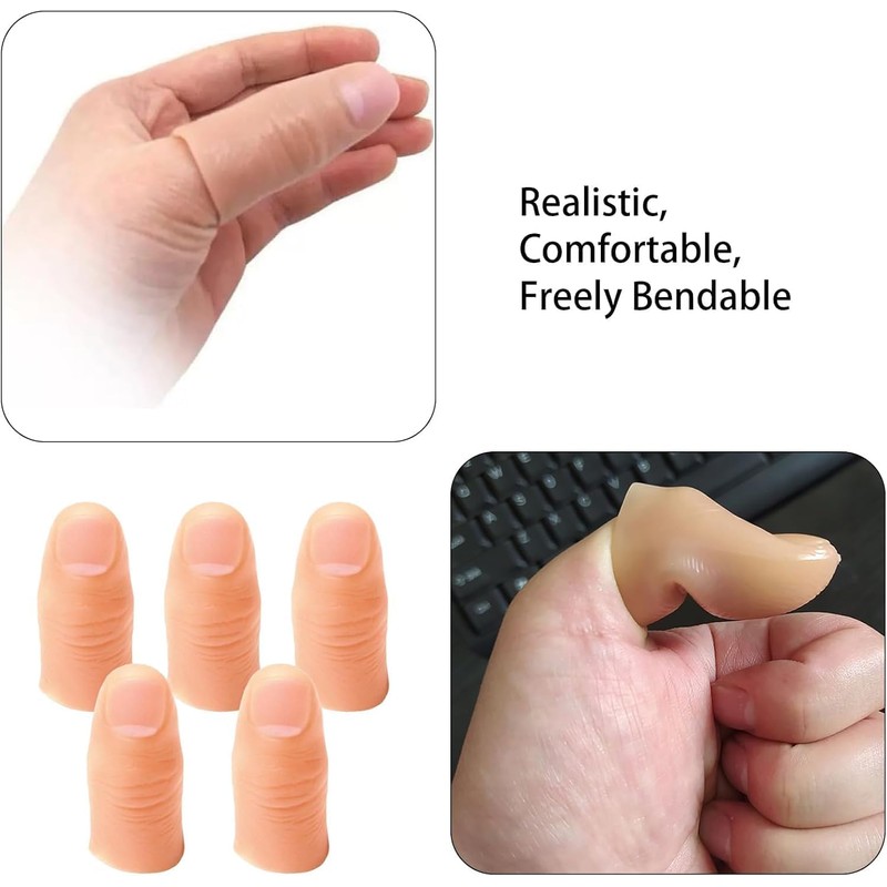 Sndperiexam 5Pcs Magic Trick Fingers, Fake Thumb Tips, Stage Show
