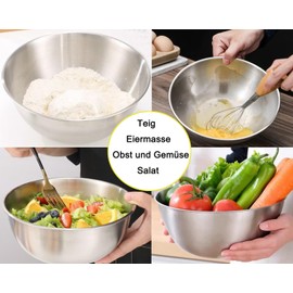 ORFCP Mixing Bowls Set of 4 Stainless Steel Bowls Set, 4 Sizes of Bowls - 0.7 L/1.2 L/ 1.8 L/ 2 L, Dishwasher Safe Salad Bowls, Snack Bowls, Dough Bowl
