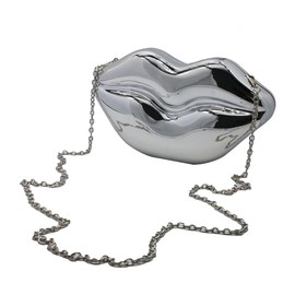 DEBIMY Lip Acrylic Clutch Purse for Women Glitter Acrylic Evening Handbag Lip Shoulder Crossbody Bag for Wedding Prom Silver