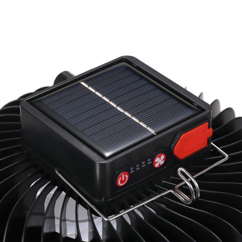 Portable Camping Lantern with Fan Solar USB Rechargeable LED Tent