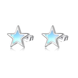 Cuoka Star Moonstone Sterling Silver Moonstone Star Stud Earrings - Jewelry for Women