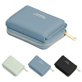 Laughhe Women's Purse, Mini Purse, Women's Leather Wallet, Small and Short Format, Small Wallet, Women's Purses with Many Compartments for Women and Girls (Blue)