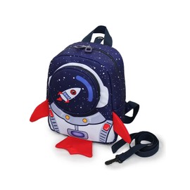 HAN-LBG Kids Backpack Boys Girls with Harness Leash, Nursery Backpack for Nursery, Preschool, School Bag, Rocket Shape Small Backpack (for 1-3 Years Old), darkblue